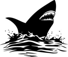 Vicious Shark Silhouette Emerging from Ocean for Tattoos and Posters vector