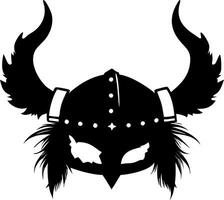 Viking Warrior Helmet Silhouette Illustration with Wings and Feathers vector