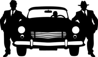 Vintage Car with Two Men in Suits Art for Retro Design vector