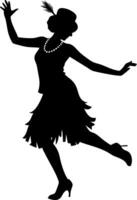 Vintage Flapper Dancer Silhouette for Retro Design and Art Projects vector