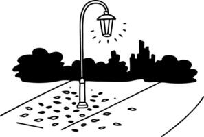 Vintage Street Lamp Nighttime Park Silhouette Illustration vector