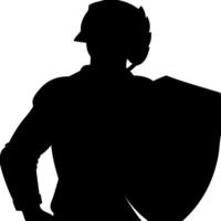 Warrior Silhouette with Shield for Illustrations and Design Projects vector