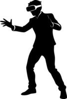 Virtual Reality Headset Silhouette Businessman Interaction For Technology Design and Illustration vector