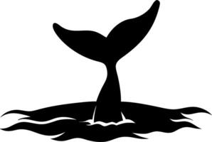 Whale Tail Silhouette in Ocean Waves Ideal for Nautical Designs and Marine Themed Projects vector