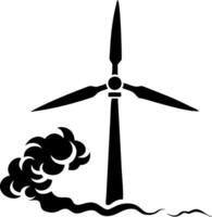 Wind Turbine Silhouette with Cloud for Renewable Energy Design vector
