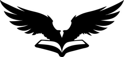 Winged Book Silhouette Symbolizing Freedom Knowledge and Imagination Art vector