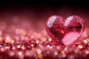 Sparkling Red Heart on Glittery Background for Valentine's Day Design photo