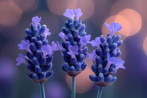 Serenity and Elegance of Lavender Blooms in Soft Focus Bokeh Background photo