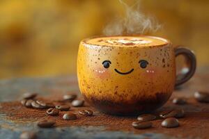 Autumn Cozy Coffee Mug with Smiley Face Design for Seasonal Joy and Warmth photo