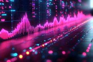 Futuristic Data Visualization with LED Lights and Financial Graphs for Technology Themes photo