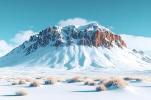 Majestic Winter Mountain Landscape with Snow and Clear Blue Sky for Posters and Prints photo