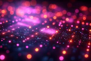 Abstract Futuristic Neon Light Pattern with Bokeh Effect for Digital Design photo