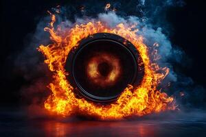 Fiery Speaker Art Dynamic Sound and Fire Graphic for Posters and Designs photo