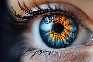 Macro View of Human Eye with Vivid Iris Pattern for Art and Design Inspiration photo