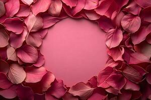Pink Petals Frame on Textured Background for Elegant Design Projects photo
