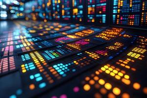 Futuristic Digital Interface with Glowing Data Panels for Technology and Innovation Design photo