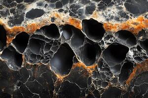 Abstract Marble Surface with Natural Black and Orange Patterns for Design and Art photo