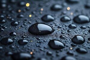 Macro Photography of Water Droplets on Surface with Bokeh Effect for Nature and Design photo