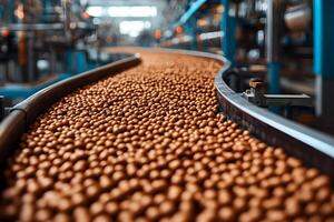 Industrial Food Processing Conveyor Belt with Automated Nut Sorting System photo
