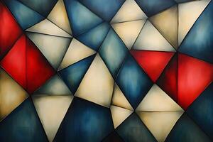 Geometric Abstract Art with Multicolored Triangles for Creative Design and Decor photo