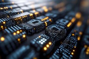 Digital Data Flow with Glowing Binary Code for Technology Backgrounds photo