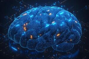 Futuristic Digital Brain with Neural Network Concept for AI Development and Technology Design photo