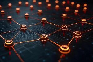 Futuristic Blockchain Network Concept with Digital Connectivity for Technology Design photo