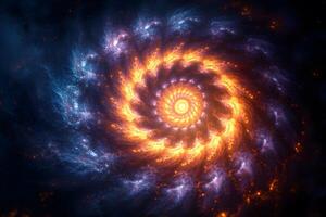 Vibrant Cosmic Spiral with Fractal Patterns for Digital Art and Design photo