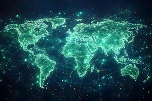 Global Connectivity Network Illuminated World Map for Technology Concept Design photo