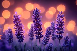 Lavender Blooms with Glowing Bokeh Background for Nature-Inspired Prints and Posters photo