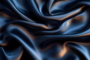 Luxurious Blue Satin Texture with Elegant Draping for Design and Decor photo