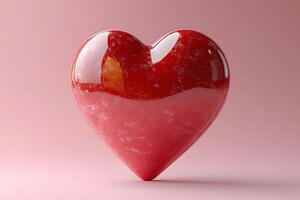 Shiny Pink Heart Sculpture on Soft Pink Background for Valentine s Day Decor photo