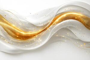Elegant Gold and White Abstract Design with Flowing Textures for Luxurious Print and Decor photo