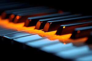 Glowing Piano Keys in Low Light Setting for Music and Art Design photo