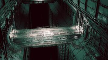 Cargo terminal within a vast space station with complex designs video
