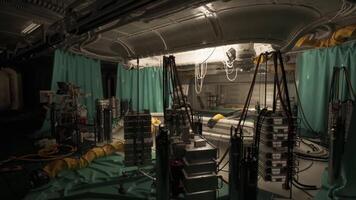 Exploring scientific equipment in a concealed laboratory within a bunker video