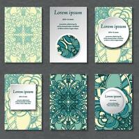 Set of business, invitation, save the date card template, abstract elegant pattern design editable. Hand drawn background. Mandala design vector