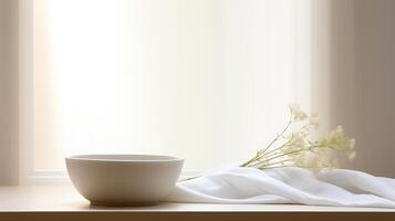 curtains empty white bowl photo