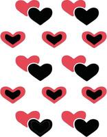abstract heart pattern in red and black, modern love and romance themed background design vector