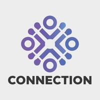 connection logo with abstract people network, modern design for teamwork, community, and networking vector
