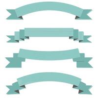 set of vintage ribbon banners in pastel blue, decorative empty labels for text and design elements vector