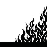 black flame silhouette on white background, abstract fire design for tattoo, decals, and graphics vector