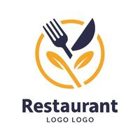 modern restaurant logo with fork, knife, and organic elements for food branding and dining services vector
