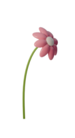 Bright, cheerful 3D pink flower illustration perfect for spring themes, invitations, or children's designs. Playful design adds touch of whimsy to any project, enhancing its visual appeal. png