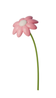 Charming 3D pink flower illustration, perfect for spring themes, floral designs, or digital art. Vibrant colors and smooth textures add playful touch to any project. png