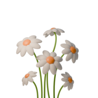 Delightful 3D illustration of cheerful daisies, perfect for spring-themed designs. Ideal for invitations, greeting cards, or any project needing a touch of freshness and joy. png