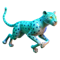 Leaping Cheetah 3D Render of a Spotted Cat in Motion png