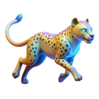 Luminous Cheetah 3D Render of a Spotted Cat in Motion png