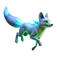 Luminous Fox 3D Render of a Glowing, Running Canid png