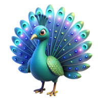 Luminous Peacock A 3D Render of a Sparkling Bird png